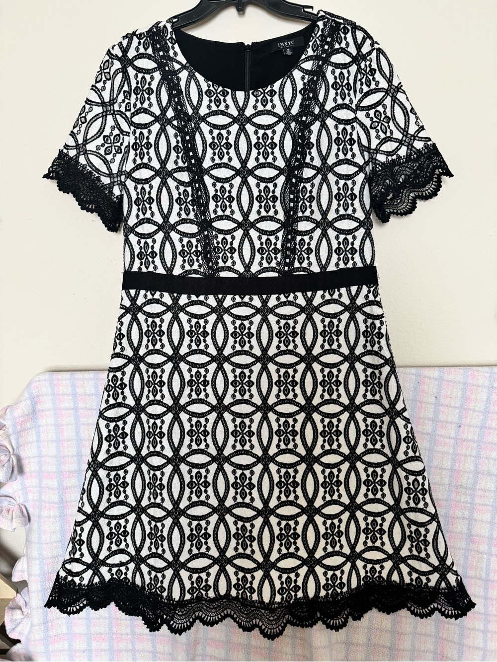 Isaac Mizrahi Black and White Lace Overlay Dress